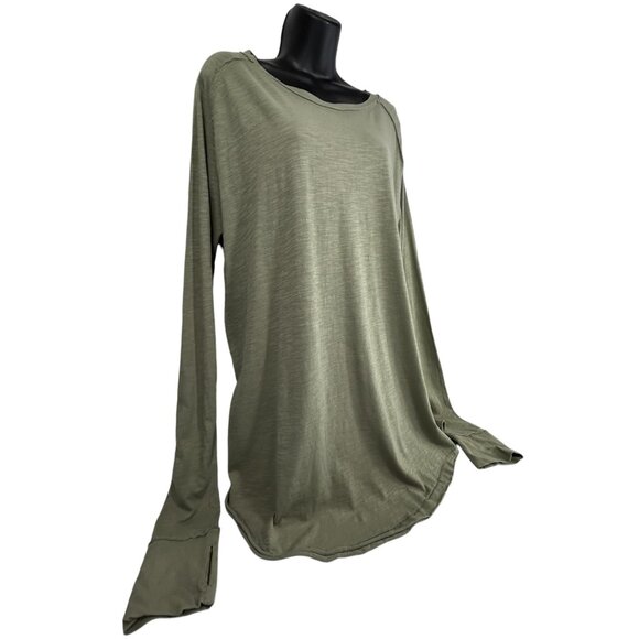 WE THE FREE Arden Tee Sz XS Sage Green Raglan Sleeve Oversized Slub Knit Cotton - Picture 5 of 12